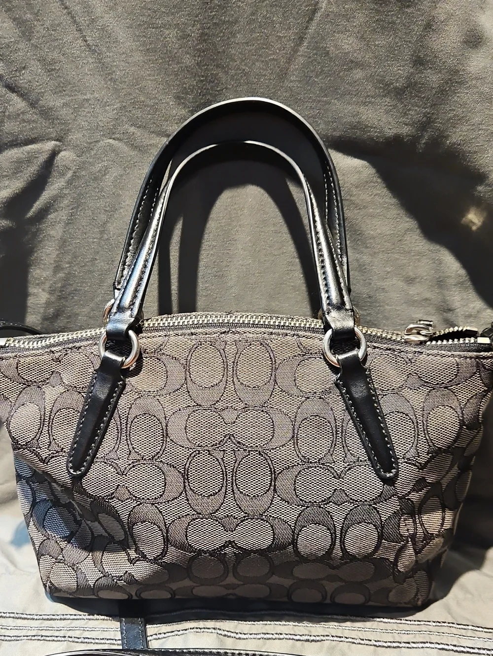 Coach Signature Small Satchel in Black/Charcoal